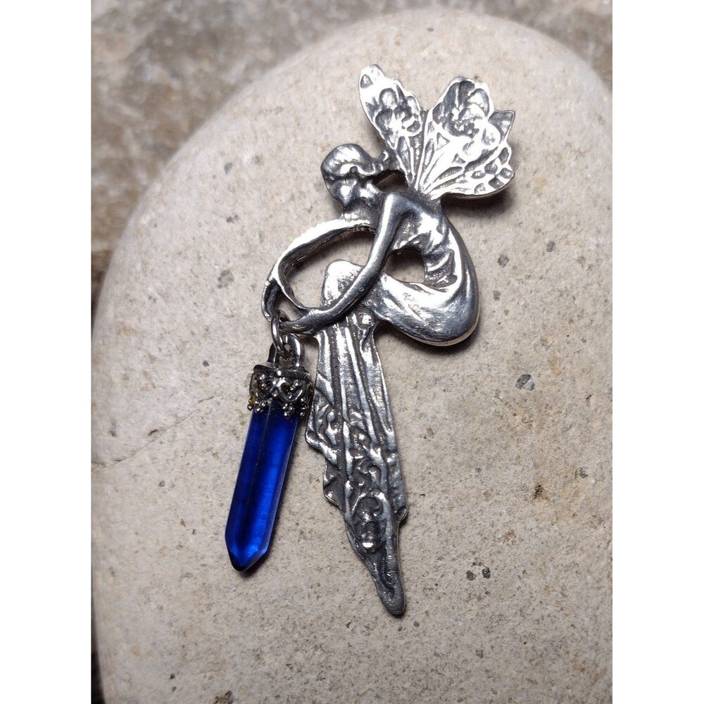 Art Nouveau Vintage Large Fairy Goddess Pendant Repousse